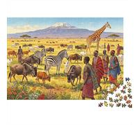 African Safari Adult Jigsaws 1000 Piezas Papel Reciclado Kenya Animal Kingdom Puzzle para Adultos Parent Child Game Props Holiday Blessings Gift for Women 38x26cm/1000pcs