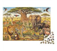 African Safari Animals Adult Puzzles 1000 Piezas Reciclable Material Savanna Herd Puzzles Familiar Gaming Time Accesorios Perfect for Familiar and Friends Cumpleañoss 38x26cm/1000piezas