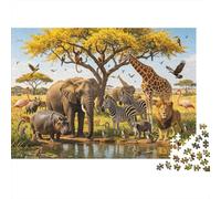 African Safari Jigsaw Puzzle 1000 Pieces Recycled Material Wildlife Kingdom Puzzles para Niño y Niña a Partir de 6 años Juego Educativo Challenge Parent Child Toy 38x26cm/1000pcs
