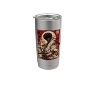 African Samurai Japanese Warrior Anime Katana Ronin Vaso térmico de acero inoxidable de doble pared