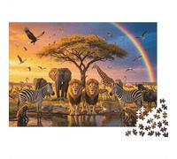 African Savanna 1000 Piezas Puzzle Reciclado Papel Wildlife Park Puzzles for Niños y Niñas A Partir de 6 Años Family Gaming Time Accesorios Great Regalo Idea Home 70x50cm/1000piezas