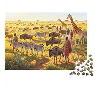 African Savanna Adult Jigsaws 1000 Piece Material Reciclado Animal Kingdom Jigsaw Puzzles Puzzle Game Props Accesorios para Juegos de Fiesta Great Gift Idea for Women 70x50cm/1000pcs