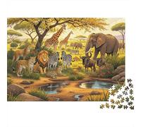African Savanna Puzzle 1000 Piezas Material Reciclado Wildlife Park Puzzles for Boy & Girl Ages 6 Years Up Juego Educativo Desafío Parent Child Toy 38x26cm/1000pcs