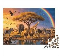 African Savanna Puzzles 1000 Piezas Reciclado Material Wildlife Kingdom Adult Jigsaws Developing Boy & Girl‘s Intelligence Parent Child Game Activity 38x26cm/1000 Piezas