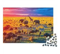 African Savanna Puzzles 1000Pc Material Reciclado Wildlife Herd Puzzle for Boy & Girl Divertido Present & Actividad for Hogar Ideal for Child‘s Birthday Gift 38x26cm/1000pcs