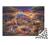 African Style Jigsaw Puzzle 1000 Piezas Reciclable Material Safari Park Puzzles for Adultoos Divertido Regalo & Actividad for Home Idea for Hombres 38x26cm/1000pcs