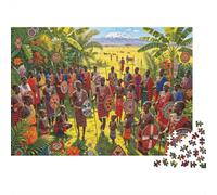 African Tribe Puzzles 1000 Piezas Papel Reciclado Savanna Village Adult Puzzles Desarrolla Boy & Girl‘s Inteligencia Educativo Juego for Familiar 38x26cm/1000piezas
