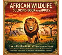 African Wildlife Coloring Book for Adults: Lions, Elephants, Giraffes & Savanna Scenes: 50 Majestic African Animal Illustrations for Relaxation | Nature & Travel Lover Gift