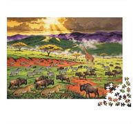 African Wildlife Puzzle 1000 Piezas Material Reciclado Savanna Safari Puzzles para Niños y Niñas a Partir de 6 Años Juego Educativo Desafío Juguete Padre-Hijo 38x26cm/1000pcs