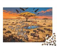 African Wildlife Puzzle for Adultos 1000 Piezas Reciclable Paper Savanna Animals Puzzle Educativo Juego Desafío Ideal para la Familia and Friends Regalos 70x50cm/1000pcs