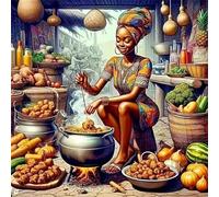 African Women Kitchen Jigsaw Puzzle 35 Pieces 30x30cm/12x12inch, Difficult Jigsaw Puzzles for Adults 35, Beautiful Art Work, Great Festive Puzzle Gift for Men/Women