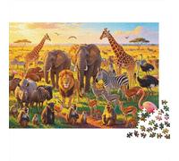 Africana Sabana Jigsaw Puzzle 1000 Piezas Reciclado Vida Silvestre Reino Puzzles para Boy & Girl Parent Child Juego Accesorios Desarrollo de la Boy & Girl‘s Inteligencia Educational 70x50cm/1000pcs