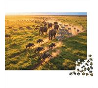 Africana Savannah Jigsaw Puzzle 1000 Piezas Reciclado Vida Silvestre Migration Puzzles para Boy & Girl Parent Child Juego Accesorios Desarrollo de la Boy & Girl‘s Inteligencia Educational 52x38cm...