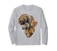 Africano Big 5 Safari Wildlife Elefante León Rinoceronte Manga Larga