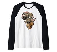 Africano Cinco Grandes Animales Safari Vida Silvestre Tribal Continente Camiseta Manga Raglan