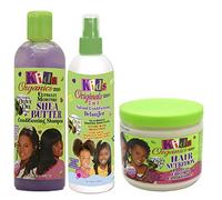 Africa's Best Kids Organic Set de 3-Ultimate Moisture Karité Champú acondicionador 355ml, Desenredante acondicionador 2en1 355ml, Acondicionador nutricional para cabello enriquecido con proteínas 426g