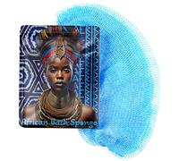 AFRIKI Esponja africana de red, auténtica esponja exfoliante africana, propiedad negra, exfoliante de espalda, 45 pulgadas de largo, para piel normal a sensible, para uso diario, colección Sky
