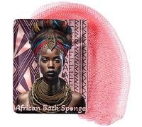 AFRIKI Esponja africana de red, auténtica esponja exfoliante africana, propiedad negra, exfoliante de espalda, 45 pulgadas de largo, para piel normal a sensible, para uso diario, colección Sky
