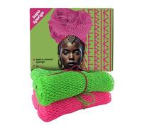 AFRIKI Esponja de red africana, esponja exfoliante africana, propiedad negra, paño exfoliante, exfoliante corporal para baño y ducha, exfoliante de espalda, removedor de piel muerta (rosa, verde, 1