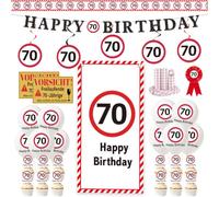 Afritee 36 piezas 70 cumpleaños decoración hombre mujer 70th Happy Birthday