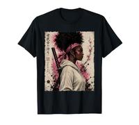 Afro American Modern Samurai Girl como Black Anime Warrior Camiseta