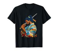 Afro American Samurai Anime De Dibujos Animados Japonés Bushido Guerrero Camiseta