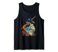 Afro American Samurai Anime De Dibujos Animados Japonés Bushido Guerrero Camiseta sin Mangas
