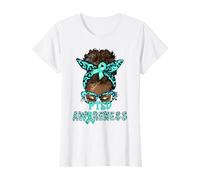 Afro Black African Messy Bun Leopard PTSD Conciencia Camiseta