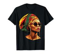 Afro Black Woman Turbante Gafas de Sol Juneteenth Black History Camiseta