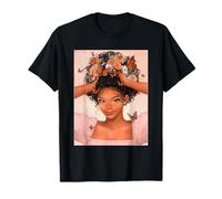 Afro Bloom Estética Mariposa Monarca Natural Belleza Arte Camiseta