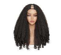 Afro Curly V Part Wig with Bouncy Curls Synthetic Kinky Glueless Hair for Women Añade volumen al cabello (marrón oscuro)
