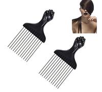 Afro Hair Peine Insertar Pelo Cepillo Rizado Tenedor Peine Plástico Pick Peine Anti Desenredante Anti-estática Salon Hairstyling Tool - 2PCS