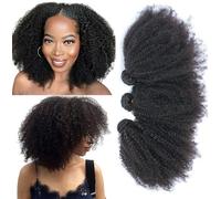Afro Kinky Curly Bundles Extensiones de Cabello Humano Brasileño Human Hair Bundles Rizado Remy Trama de 4B 4C Wavy Human Hair Extension Natural Black 14 16 18 Pulgadus/300g