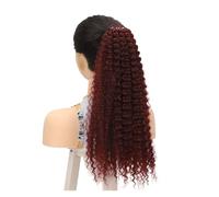 Afro Kinky Curly Coily Peinado Natural para Mujeres Negras Extensiones Sintéticas de Pelo Corto Cola de Caballo (20 pulgadas) Para Uso Diario(350)