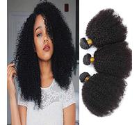 Afro kinky Curly Human Hair 3 Bundle 100% Unprocessed Brazilian Virgin Afro Curly Hair Weave Hair Extension Natural Black Color (18 20 22 inch)