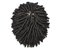 Afro Kinky Twist Crochet Trenzas de Pelo para Hombres Negros Sistema de Cabello Humano Africano Afro Toupee Toda la Pieza de Pelo de PU 130 7x10#Twist Crochet 1B
