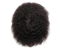Afro Kinky Twist Crochet Trenzas para hombres afroamericanos, sistema de cabello humano africano, toda la pieza de pelo de poliuretano, 130 7 x 10# rizo profundo 1B