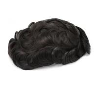 Afro Kinky Twist Crochet Trenzas para hombres afroamericanos, sistema de cabello humano africano, todo tipo afro, pieza de pelo de poliuretano, 120, 6 x 8#30 mm, ondulado, 1B