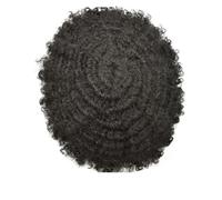 Afro Kinky Twist Crochet Trenzas para hombres afroamericanos, sistema de cabello humano africano, todo tipo afro, pieza de pelo de poliuretano, 120, 6 x 9#10 mm, ondulado 1B