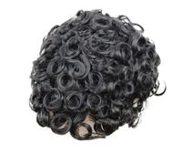 Afro Kinky Twist Crochet Trenzas para hombres afroamericanos, sistema de cabello humano africano, todo tipo afro, pieza de pelo de poliuretano, 120, 8 x 10#25 mm, ondulado 1B