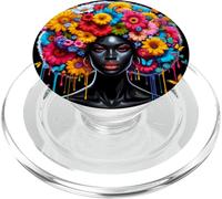 Afro Melanina Arte Colorido Reina Negra Goteando Junio PopSockets PopGrip para MagSafe