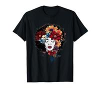 Afro Mujeres Flores Mariposa Latina Afroamericana-Melanina Camiseta