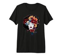 Afro Mujeres Flores Mariposa Latina Afroamericana-Melanina Camiseta Premium