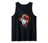 Afro Mujeres Flores Mariposa Latina Afroamericana-Melanina Camiseta sin Mangas