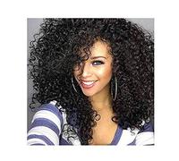 Afro peluca, sintético, largo, rizado, para las mujeres negras, mujeres africanas, fibras resistentes al calor,Negro