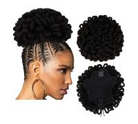 Afro Puff Cordón Coleta de Caballo Extensiones de Pelo Sintético Clip en el Cabello Dreadlock Extension for Black Women Curly Updo Faux Locs Bun Ponytail Extension (Large 2)