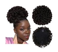 Afro Puff Cordón Coleta de Caballo Extensiones de Pelo Sintético Clip en el Cabello Dreadlock Extension for Black Women Curly Updo Faux Locs Bun Ponytail Extension (Grande 4)