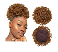 Afro Puff Cordón Coleta de Caballo Extensiones de Pelo Sintético Clip en el Cabello Dreadlock Extension for Black Women Curly Updo Locs Faux Locs Bun Ponytail Extension (Large 27)