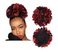 Afro Puff Cordón Coleta Pelo Sintético Clip en el Cabello Extension Dreadlock para Mujeres Negras Curly Updo Locs Faux Locs Bun Ponytail Extension (Grande Bug)