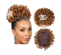 Afro Puff Cordón Coleta Pelo Sintético Clip en el Cabello Extension Dreadlock para Mujeres Negras Curly Updo Locs Faux Locs Bun Ponytail Extension (Large 27-613)
